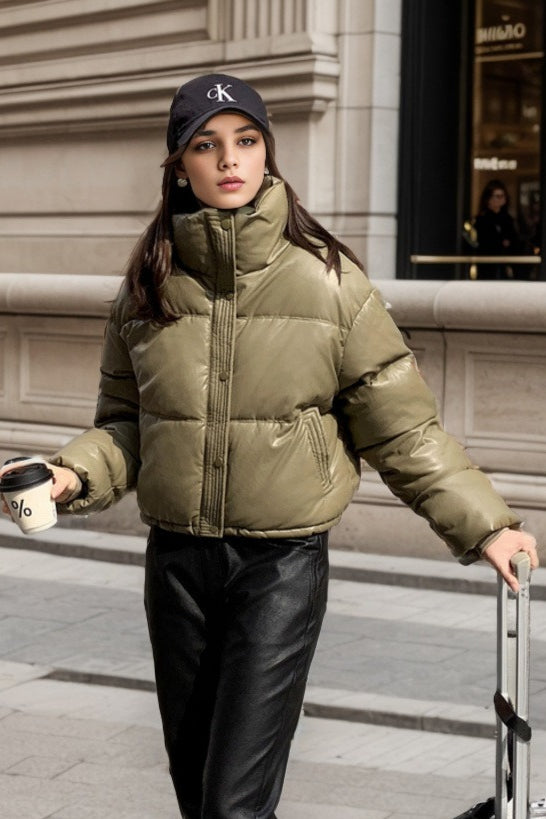 Lune London | Faux Leather Insulated Puffer Jacket