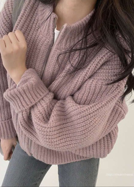 Lune London | Zipper Chunky Knit Cardigan - Oversized Ribbed Jacket