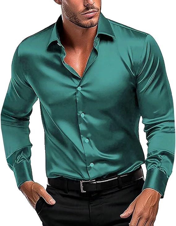 Men's High Gloss Satin Shirt with Modern Cut and Elegant Details Lune London