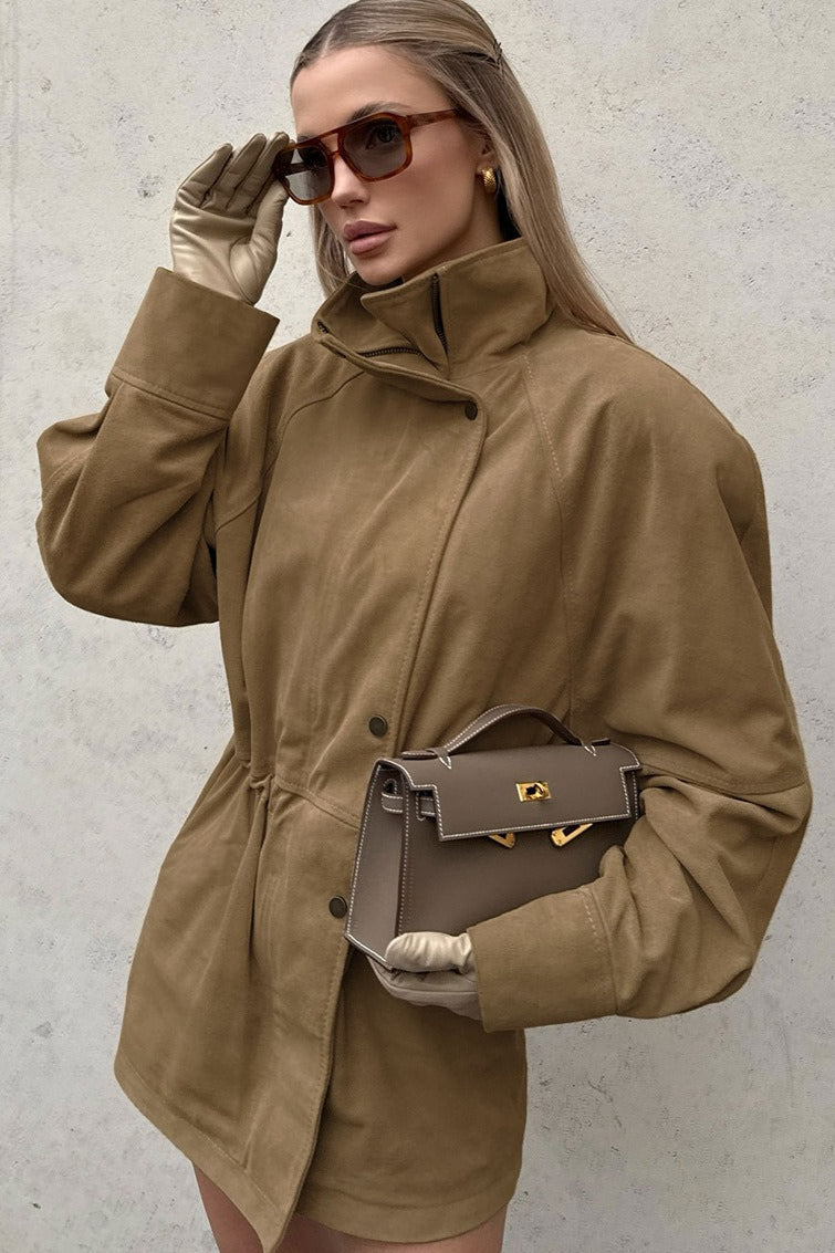 Lune London | Neck buckle waist suede jacket