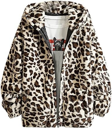 Lune London | Men's Fleece Jacket with Hood and Leopard Pattern