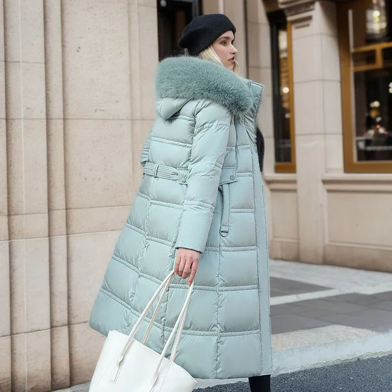 Lune London | Women's Long Winter Jacket with Fur Hood and Belt