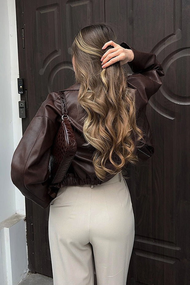 Lune London | Brown PU Leather Jacket