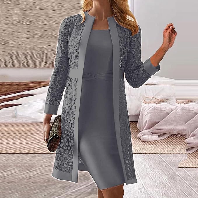 Lune London | Women's Cardigan Dress Made Of Lace Two Pieces