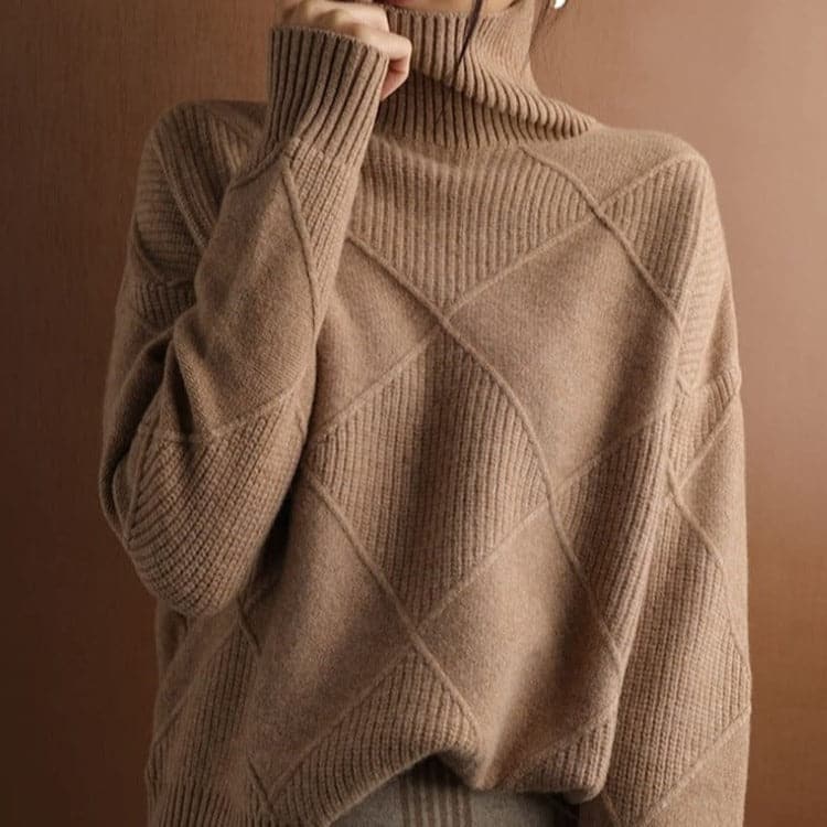 Lune London | Turtleneck Sweater - Knitted with Diamond Pattern - soft and comfortable