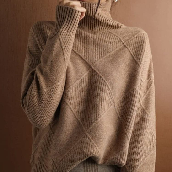 Lune London | Turtleneck Sweater - Knitted with Diamond Pattern - soft and comfortable