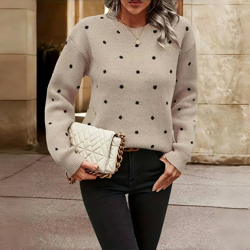 Lune London | Pullover - Women's Autumn Polka Dot Knit Sweater