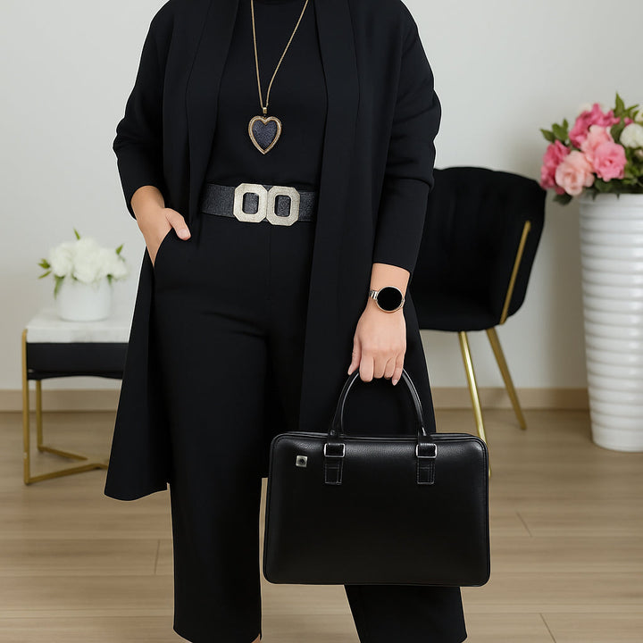 Lune London | Stylish 3-piece set consisting of a long cardigan, top and trousers