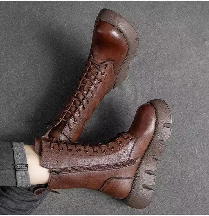 Lune London | Bottes d'hiver avec fermeture éclair - Semelle antidérapante - Doublées chaudes - Aspect cuir véritable