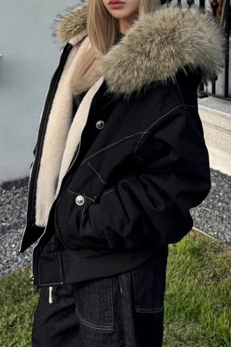 Lune London | Short Puffer Jacket with Fur Collar