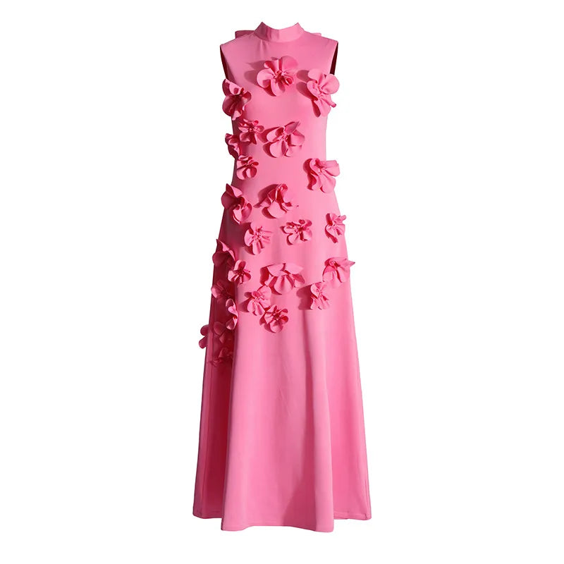 Lune London | Long Pink Dress with Flowers