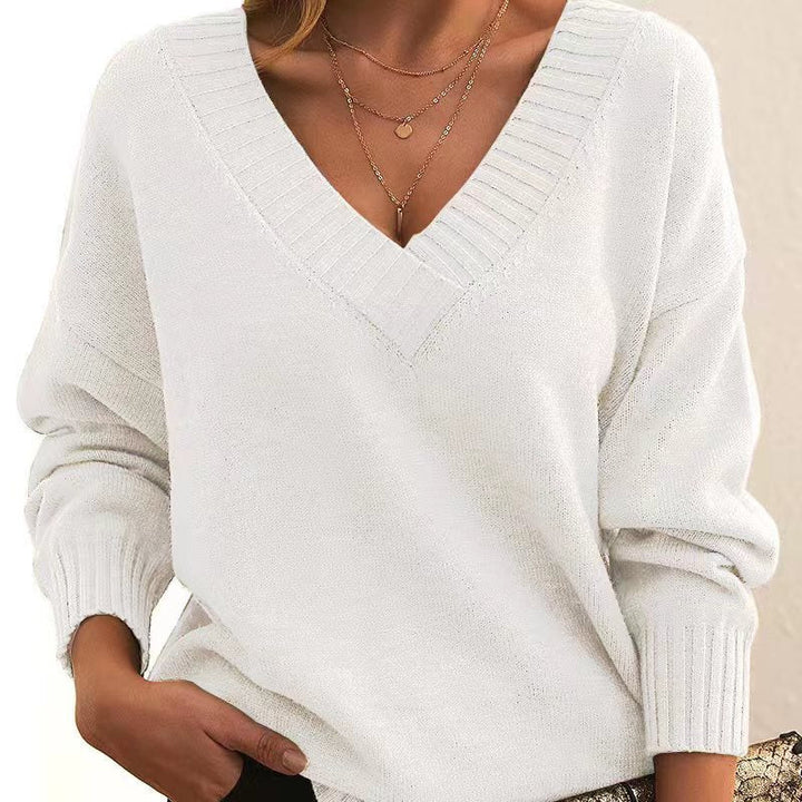 Chic und Stil | Casual V neck sweater for women