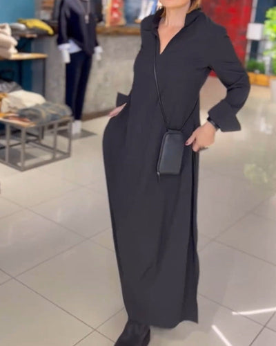 Lune London | Loose Long Dress with Lapels and Side Slit