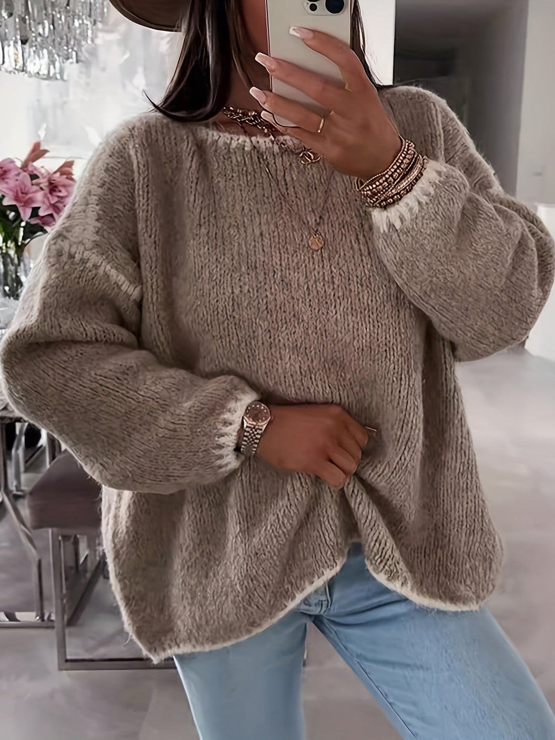 Lune London | Loose Knit Sweater Soft and Cozy Unique Crochet Details