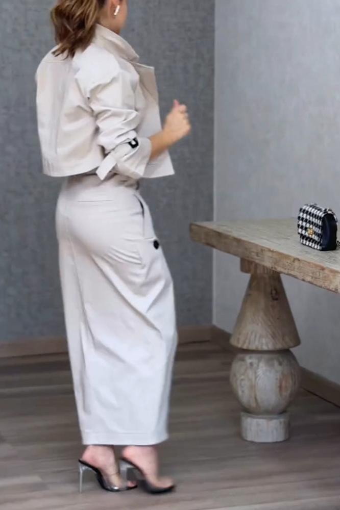 Lune London | Revers jacket & slit skirt two-piece set