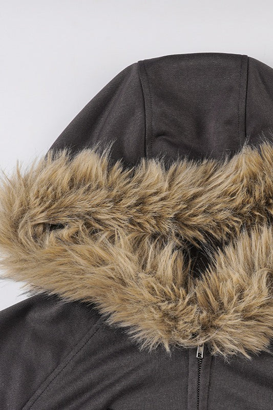 Lune London | Style Sweatshirt jacket with fur trim