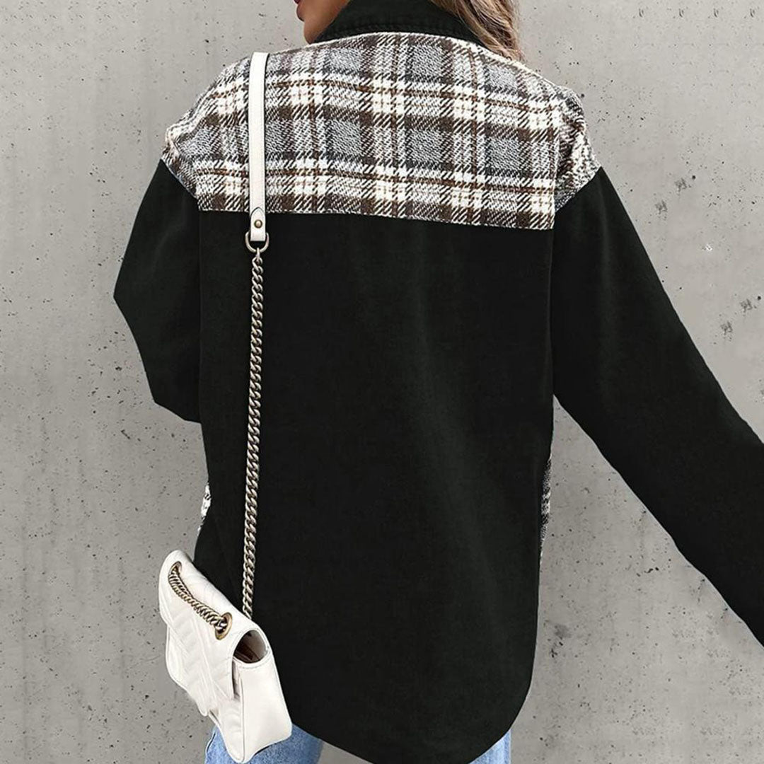 Lune London | Elegant women's jacket with a check pattern and classic collar