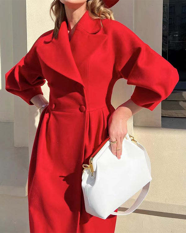 Lune London | Manteau en laine vintage avec des manches en forme d'abat-jour et un revers