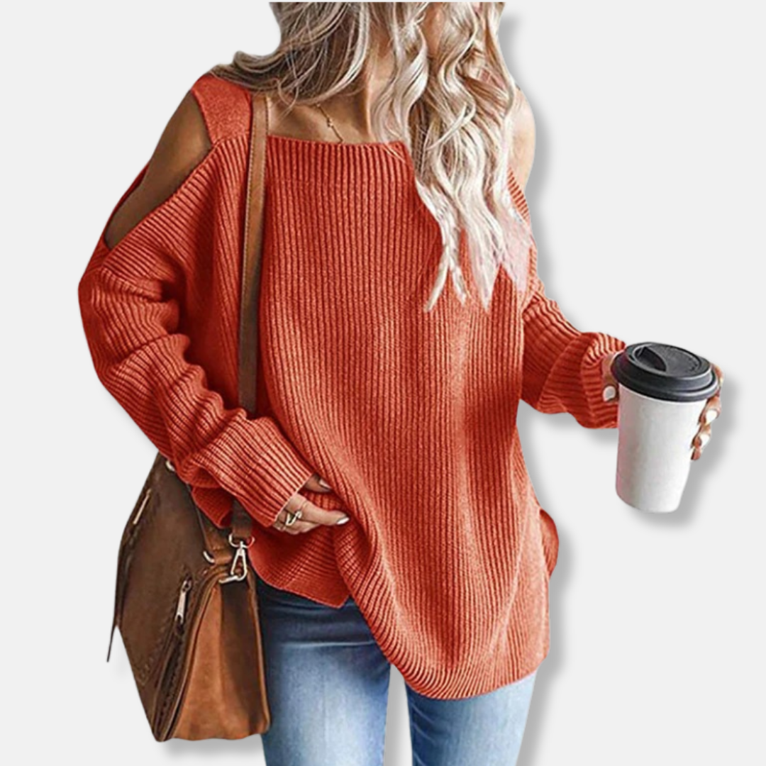 Lune London | Sweatshirt - Open Shoulder Knit - Loose Fit - Structured Fabric