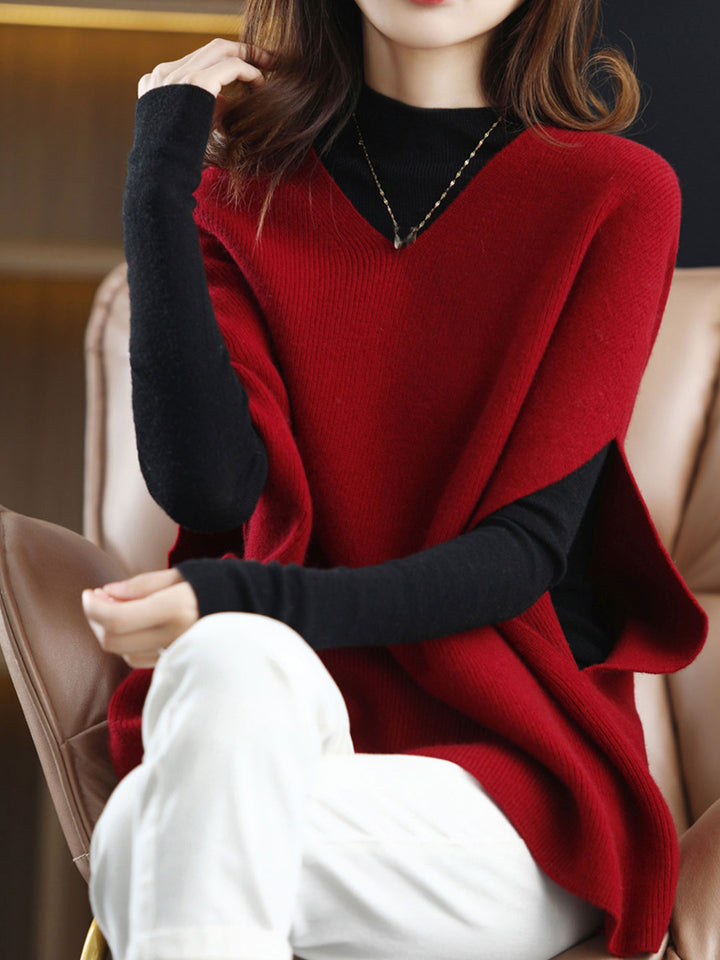 Lune London | Women's Casual V-Neck Knit Vest Solid Color Layer