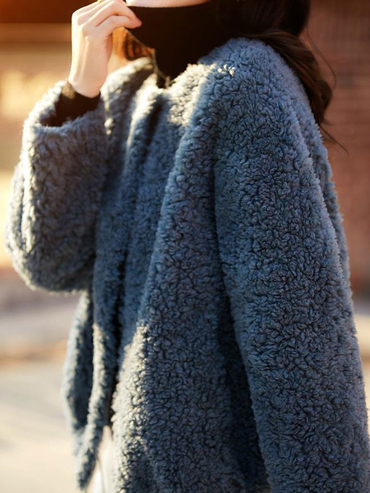 Lune London | Casual solid color textured fleece outerwear