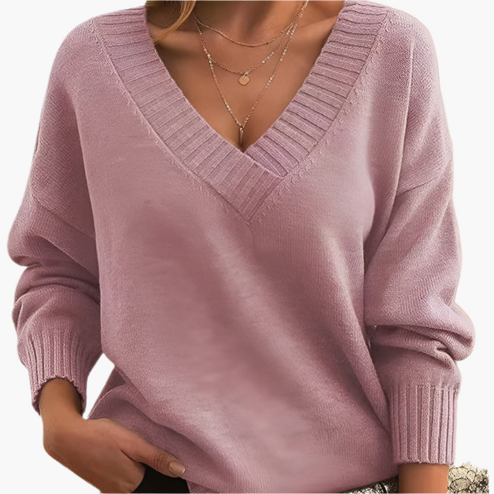 Lune London | V neck sweater - Elegant knit sweater in an oversized style for everyday and office use