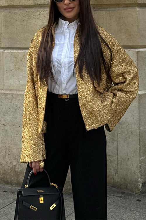 Lune London | Collar Zip Pocket Sequin Jacket