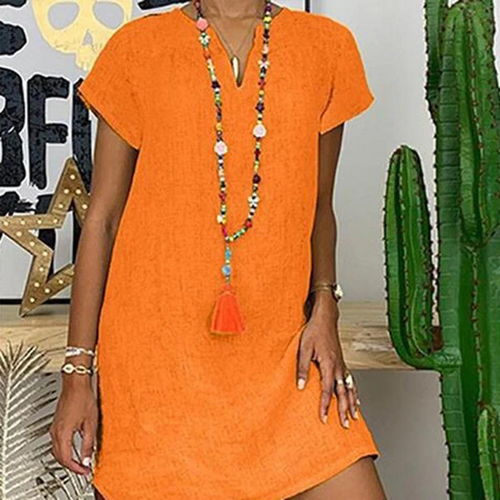 Lune London | Stylish mididress with V-neck made of linen for women