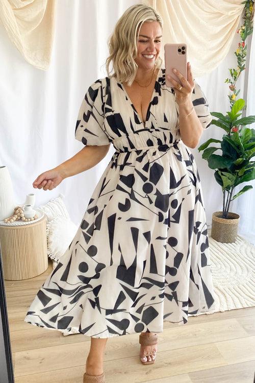 Lune London | Real Love Print Puff Sleeve Maxi Dress