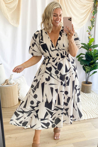 Lune London | Real Love Print Puff Sleeve Maxi Dress