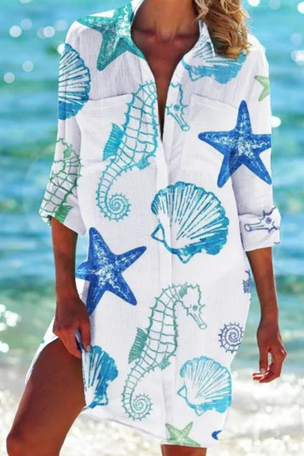 Lune London | Long Beach Blouse with Marine Motif