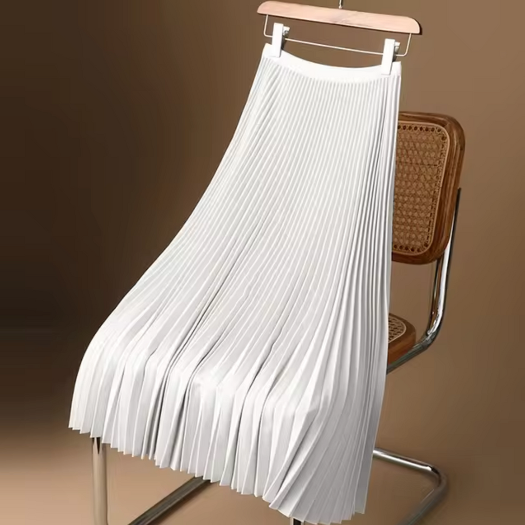 Lune London | Pleated Cotton Satin Maxi Skirt