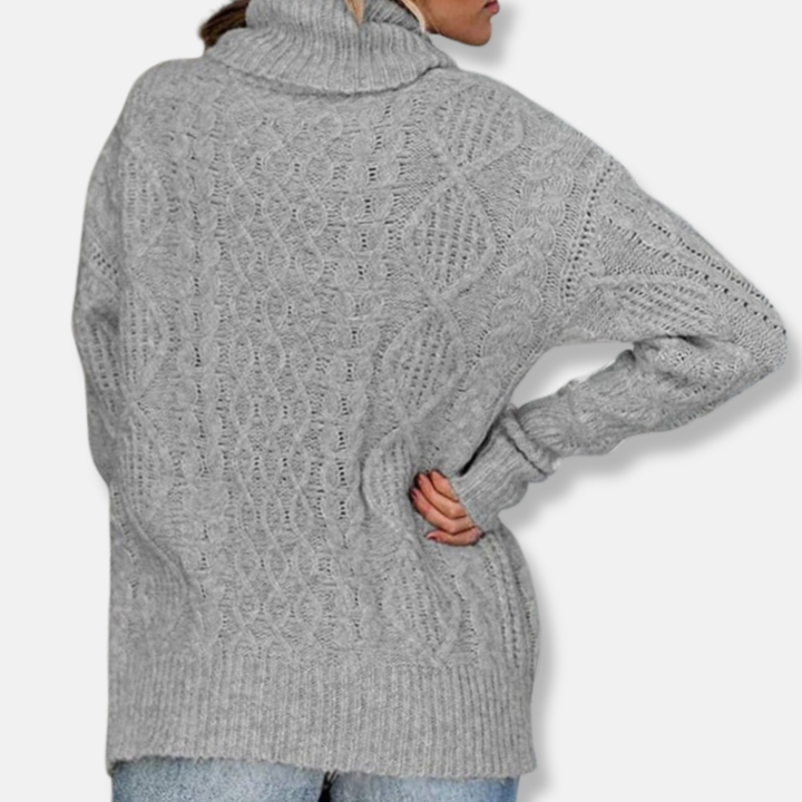 Lune London | Turtleneck Sweater - Cable Knit Tunic Length Sweater
