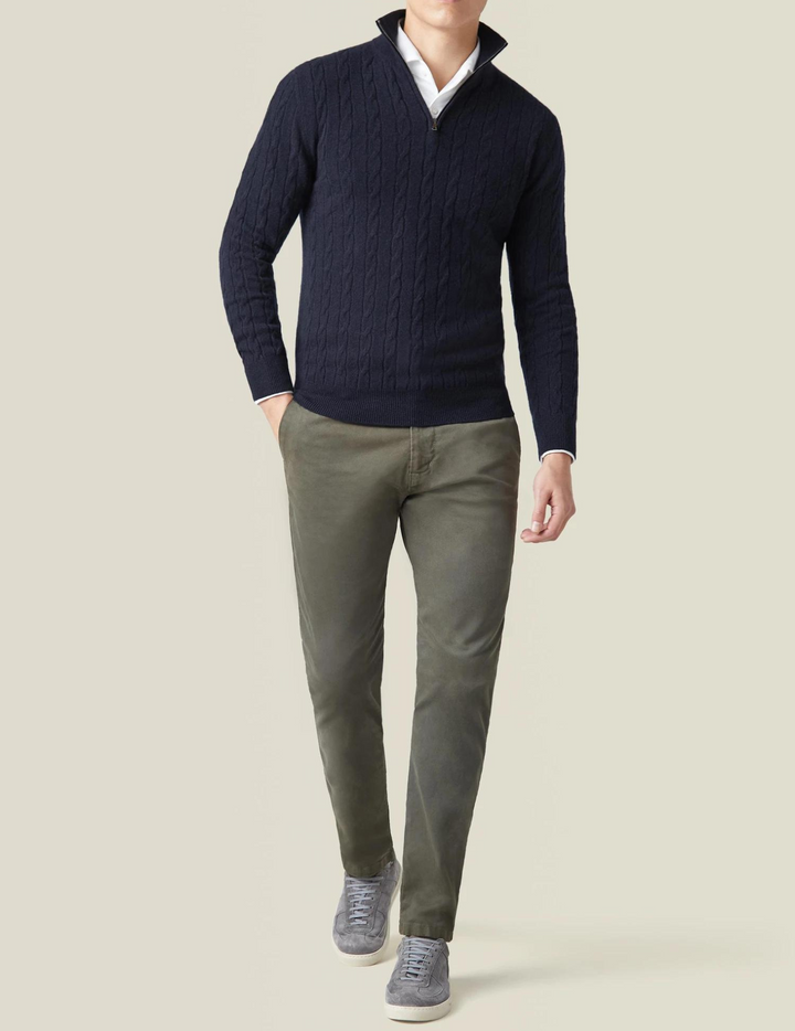 Lune London | Twisted knit sweater with zipper - Elegant sweater for work and leisure