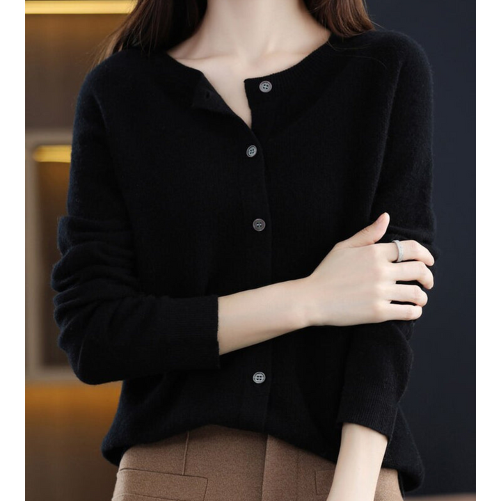 Lune London | Merino Wool Women's O-Neck Knitted Cardigan Sweater