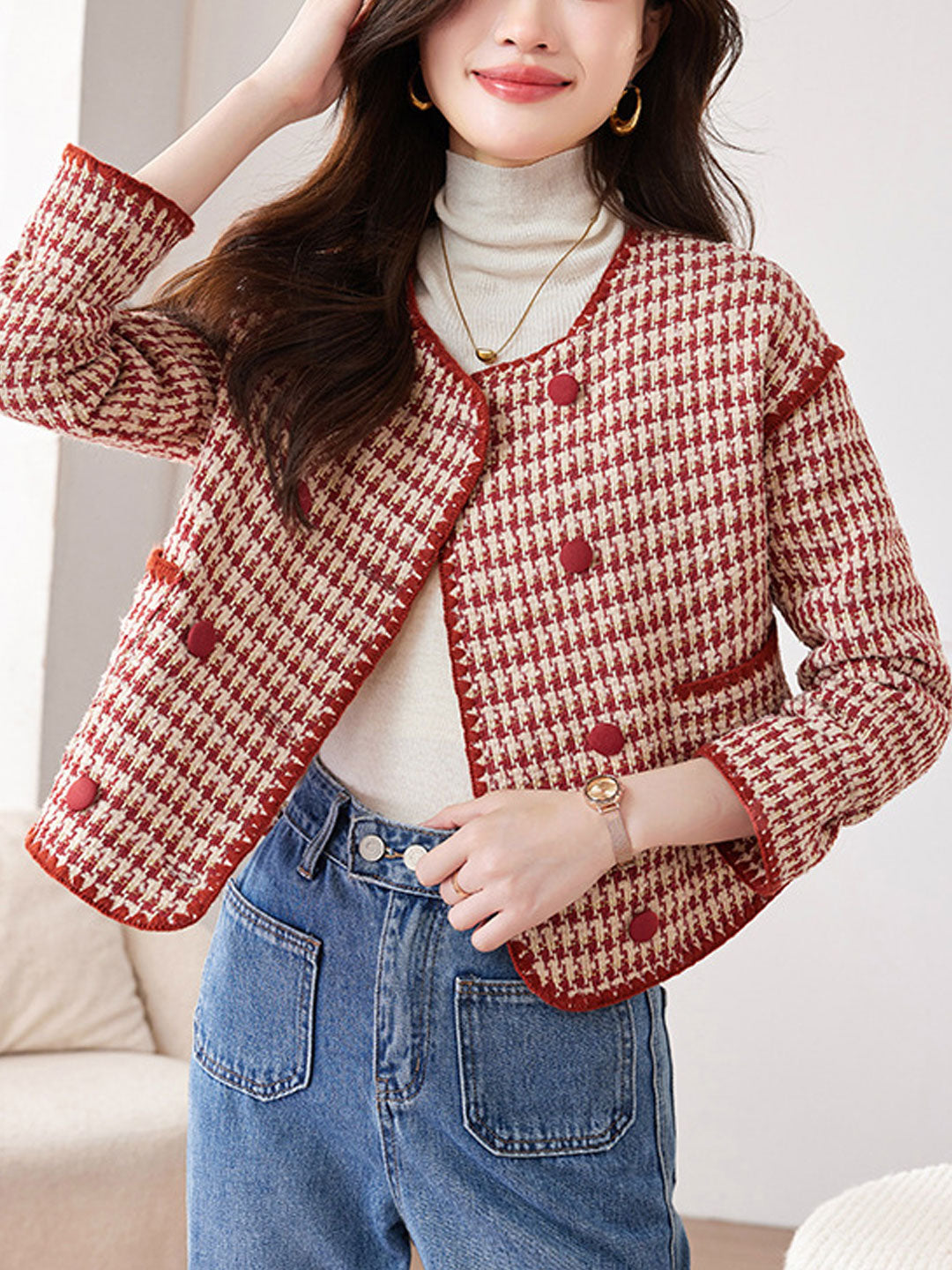 Lune London | Classic Round Neck Tweed Jacket