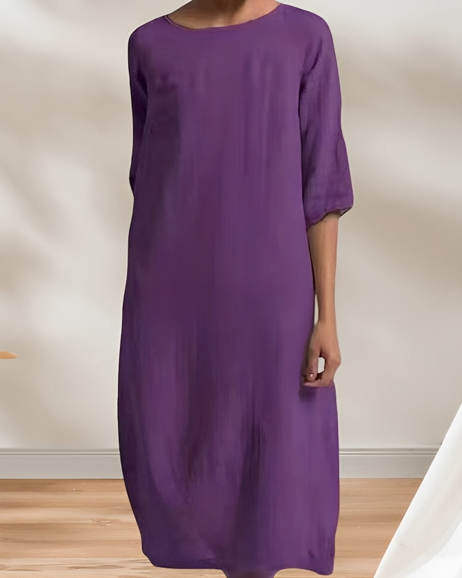 Lune London | Ladies Casual Linen Look Simple Midi Dress