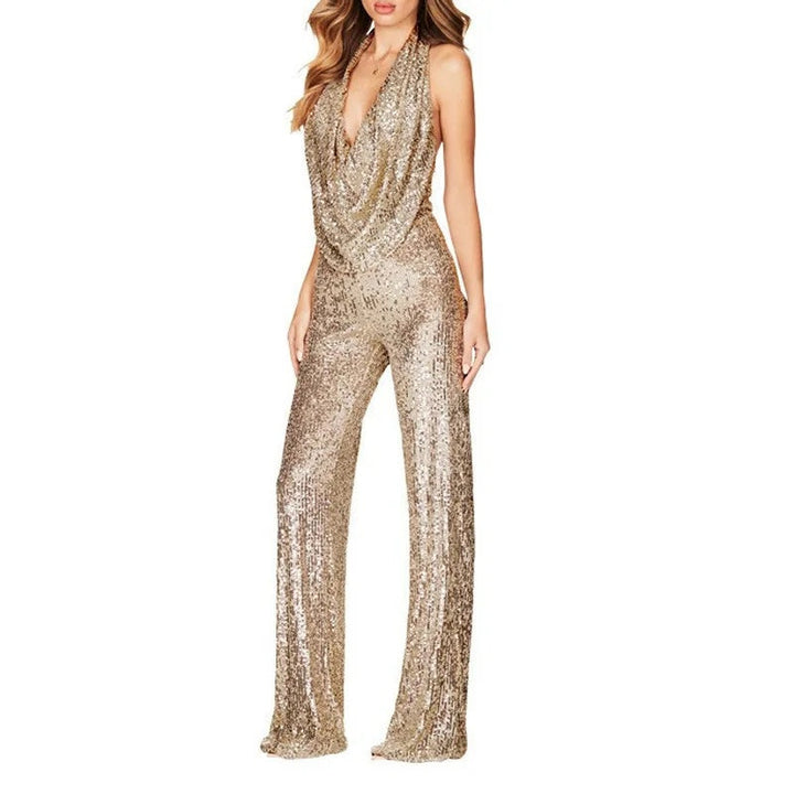 Ladies Elegant Glitter Jumpsuit Lune London