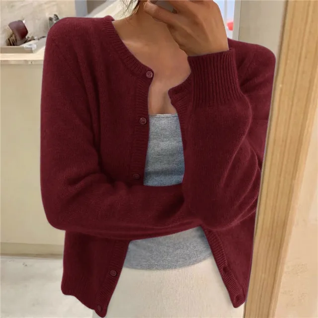 Chic Und Stil | Knit Women's Jacket Solid Color for Comfort