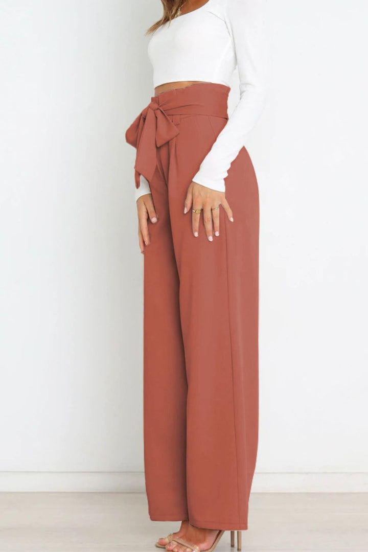Lune London | High Waist Paperbag Pants with Bow Detail