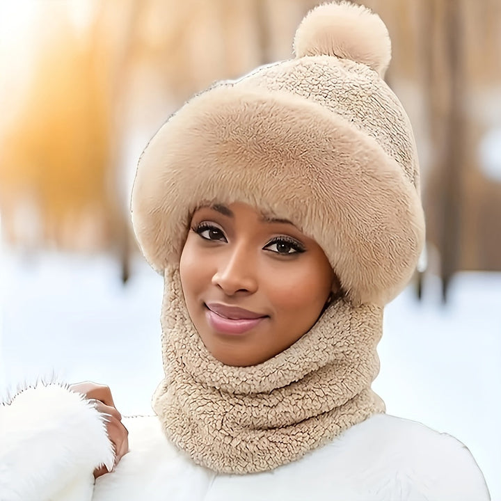 Lune London | Hat & Scarf Set - Soft & Warm - With Pom-Pom - For Women