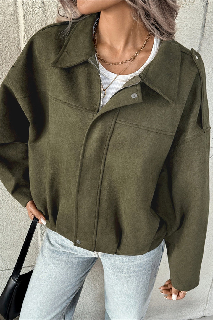 Lune London | Collar Suede-Look Bomber Jacket