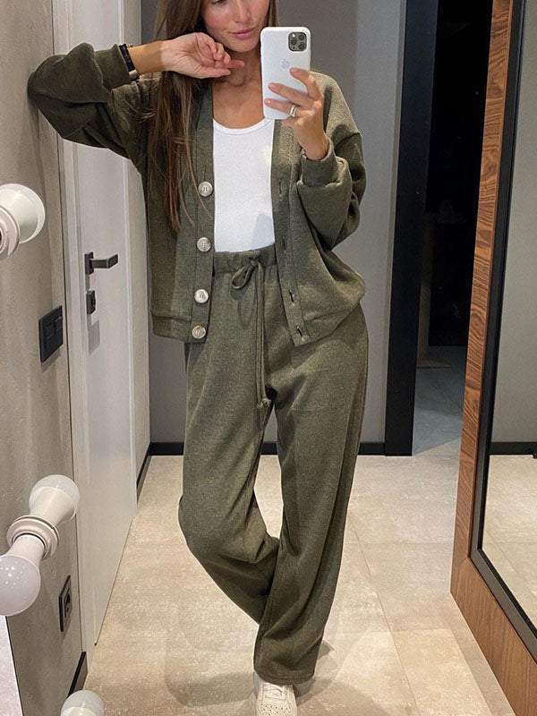 Lune London | Casual V-Neck Sweater and Pants Set
