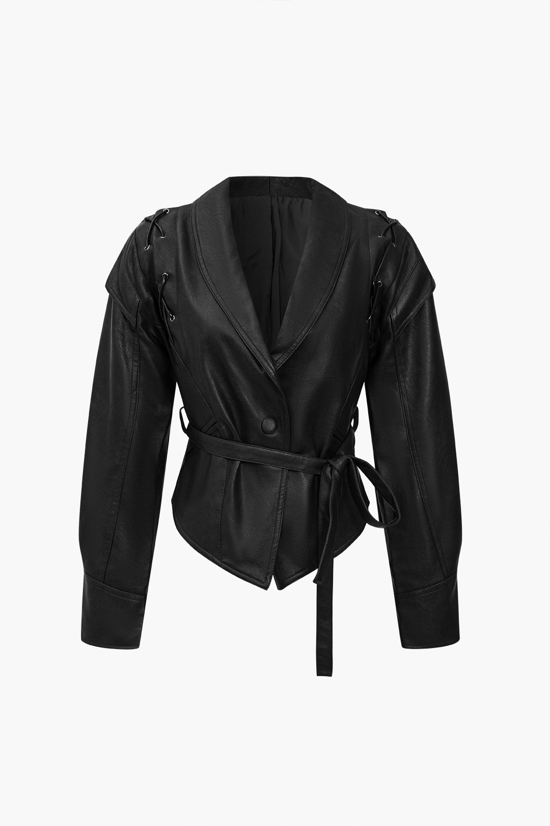 Lune London | Leather Tie Front Overlap Jacket