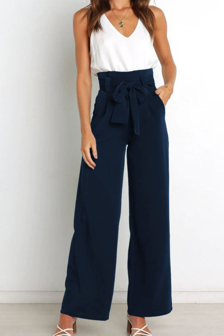 Lune London | High Waist Paperbag Pants with Bow Detail