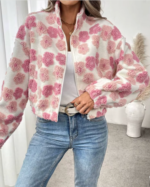 Lune London | Cozy fleece jacket with candy floral pattern