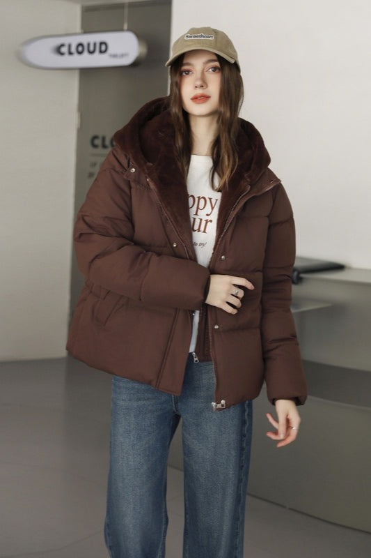 Lune London | Fur panel cropped puffer jacket
