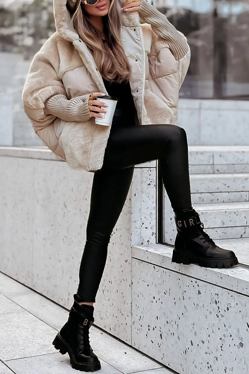 Lune London | Winter Jacket with Hood - Trendy Quilted Teddy Jacket for Outdoor and Everyday