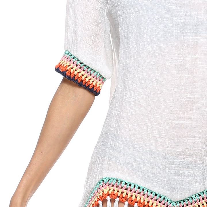 Elegant fringe beach tunic for women Lune London