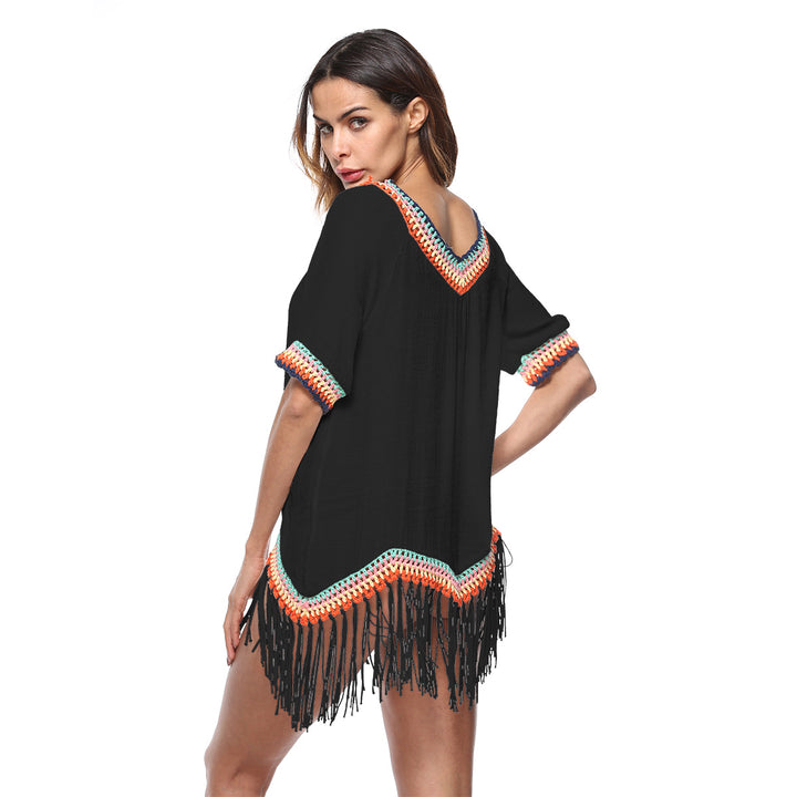 Elegant fringe beach tunic for women Lune London